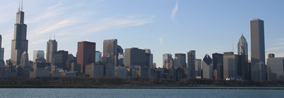 CHICAGO SCENIC SKYSCRAPER BUILDINGS FROM THE LAKE